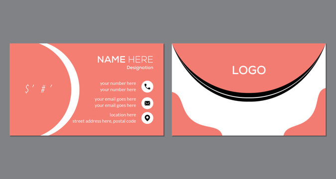 Modern Coral Minimalist Business Card Design Template for Professionals