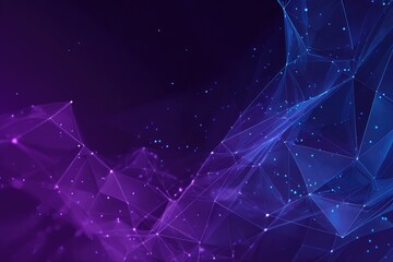 Abstract network of interconnected lines and points in purple and blue hues