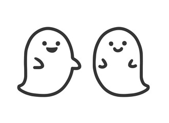 向き合うお化けたちのイラスト