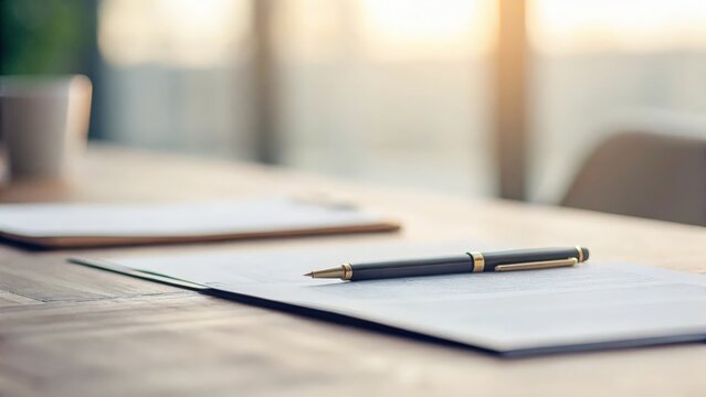 Soft focus estate planning scene showing testament paperwork and symbolic pen
