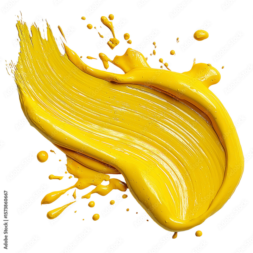 Aufkleber yellow paint stroke texture background abstract art design element isolated on transparent backgroun