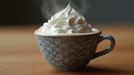 Obraz premium Soft Swirl of Whipped Cream in a Ceramic Cup