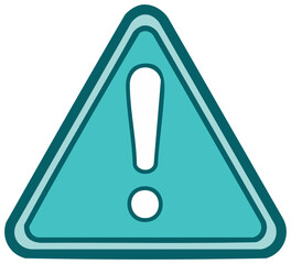 Teal Triangle Caution Sign with Exclamation Mark Symbol in Center Warning Indicator