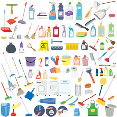 Set of all cleaning and hygiene items.