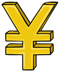 Fototapeta premium Golden Yen currency symbol illustration finance wealth savings investment