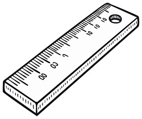 Illustrated ruler in black and white with precise measurement markings for educational or technical applications.