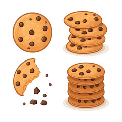 Illustration of chocolate chip cookies isolated on white background