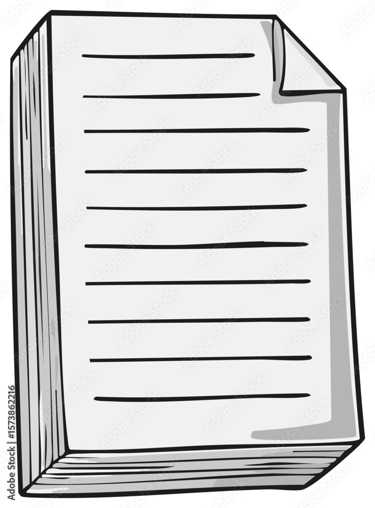 Poster stack of lined paper with curled corner illustration for memos and notes