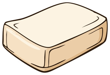 Illustration of a Beige Soap Bar Isolated on White Background Cleanliness Hygiene Object