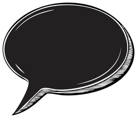 Monochrome Speech Bubble, Engraved Style, Communication, Message, Chat Element