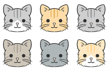 Obraz premium 猫の顔バリエーションイラストセット