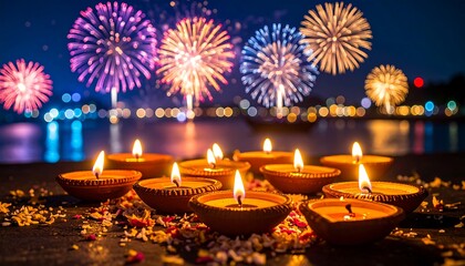 Festive diyas, fireworks, and twilight