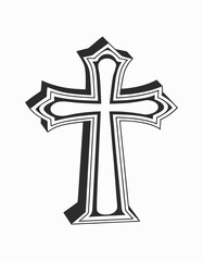 Christian Cross Symbol, Black and white religious emblem for faith themed art, Logos or Tattoos