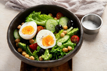 Healthy Balanced Meal. Fresh salad.