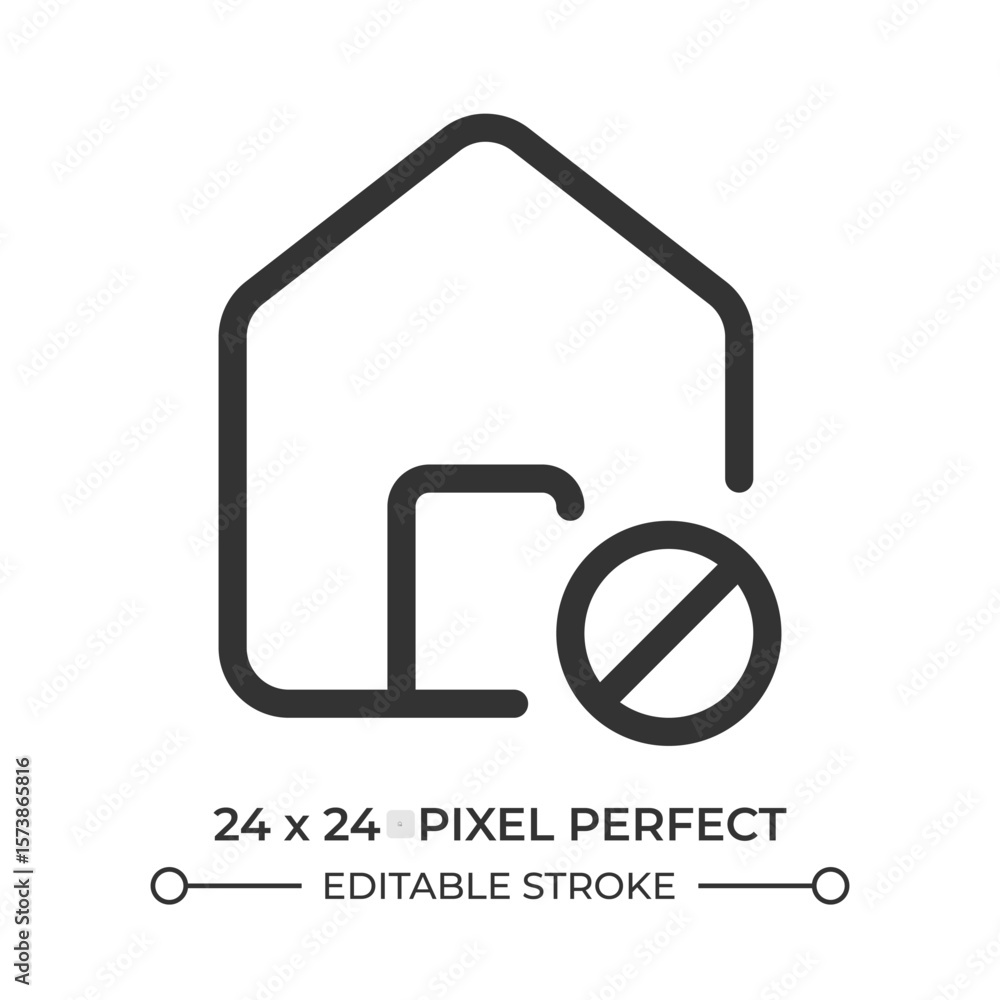 Poster house restriction line ui icon. forbidden area, sign. security, protection. home safety, private pro