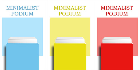 Set cube block podium stage pedestal and platform vector in bold colors. Ideal for product showcase, brand display, minimalist banner, advertising background, and event promotion layout.
