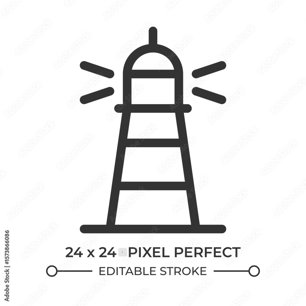 Poster lighthouse line ui icon. sea beacon, nautical. ocean navigation. searchlight, maritime. direction, b