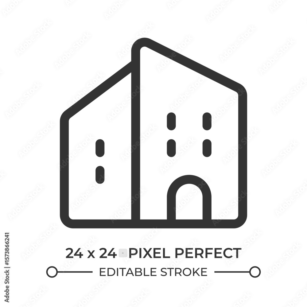 Aufkleber two story house line ui icon. home architecture, building. private property, luxury. real estate. is