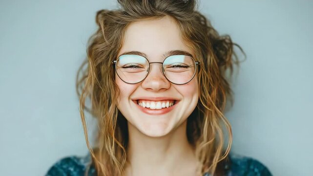 Adolescent hipster girl grabbing her head and pulling faces