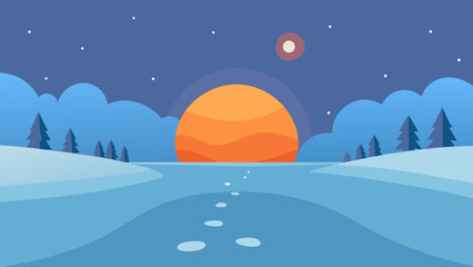 Fototapeta premium winter landscape vector illustration