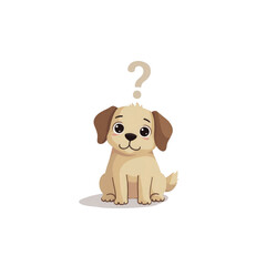 Cute Puppy with Question Mark - Curious Canine Illustration