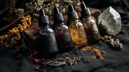 Enchanted Witchy Dropper Bottles with Herbs and Crystals