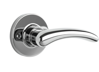 Antique ornate brass door handle with keyhole isolated on transparent background