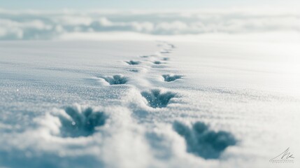 Small Animal Paw Prints on Soft, Untouched Snow