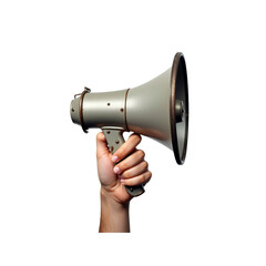 Hand Holding Vintage Megaphone, Announcing, Public Speaking, Communication Concept