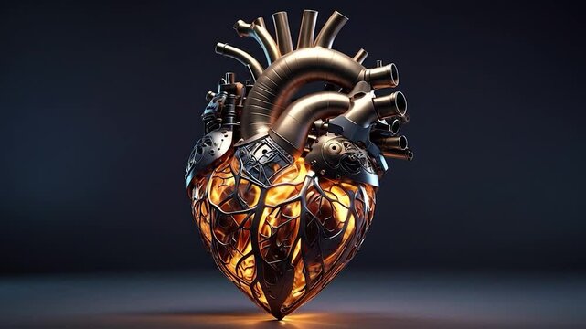 Steampunk heart with glowing veins