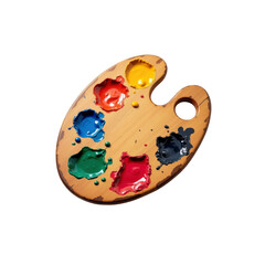 Artist's Wooden Palette with Vibrant Acrylic Paint Colors