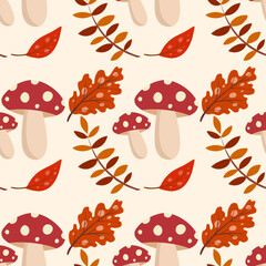 Seamless pattern with autumn elements. Creative vector texture with autumn elements and items. Vector seamless autumn pattern.