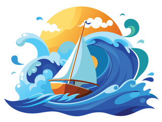 Serene Sky and Stormy Water with Boat