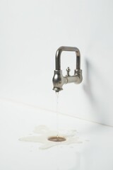 Naklejka premium A Close-Up of Water Flowing from an Antique-Style Faucet into a Basin