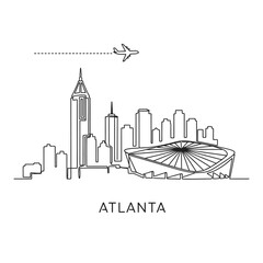 Fototapeta premium Atlanta Skyline Minimal City Line Art USA.