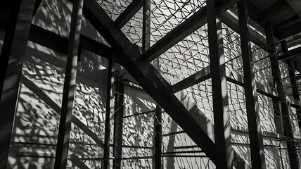 A large, intricate metal sculpture stands in a spacious, industrial-style building.