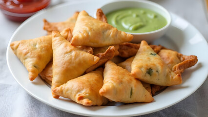 Samosa Snack Flat Lay – Indian Cuisine