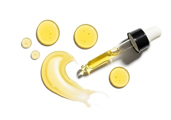 Golden Face Oil and Dropper Luxury Skincare Concept