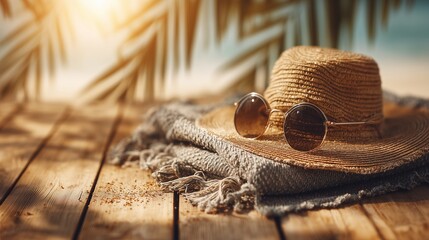 Stylish Summer Essentials: Wide-Brimmed Straw Hat & Sunglasses