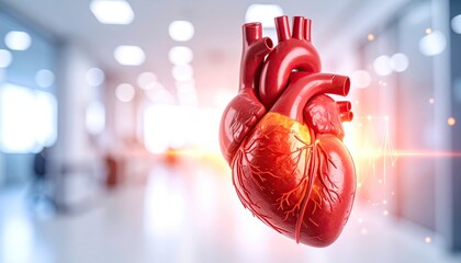 3D human heart anatomy, medical illustration