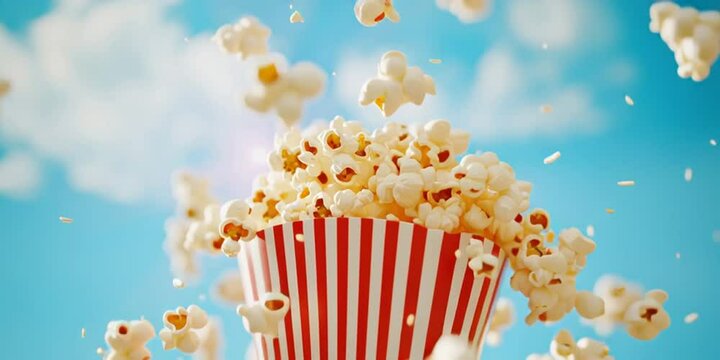 popcorn in a blue background