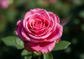 A beautiful pink rose in full bloom.