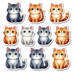 Cute cartoon cats in various colors and patterns