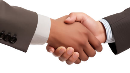Business handshake shows collaboration between diverse businessmen, a firm deal