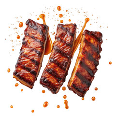 Delicious ribs isolated on transparent background