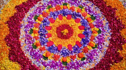Floral Rangoli A Colorful and Decorative Flower Arrangement. AI Generative