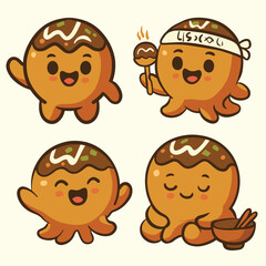 cute takoyaki mascot vector.eps