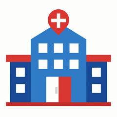Obraz premium Hospital Building With Cross Illustration