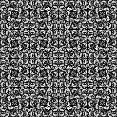 Flower pattern. Seamless white and black ornament. Graphic vector background.