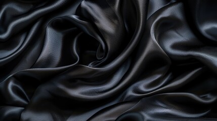 Obraz premium Soft, flowing abstract background of black fabric, delicate texture, author's concept of fabric.